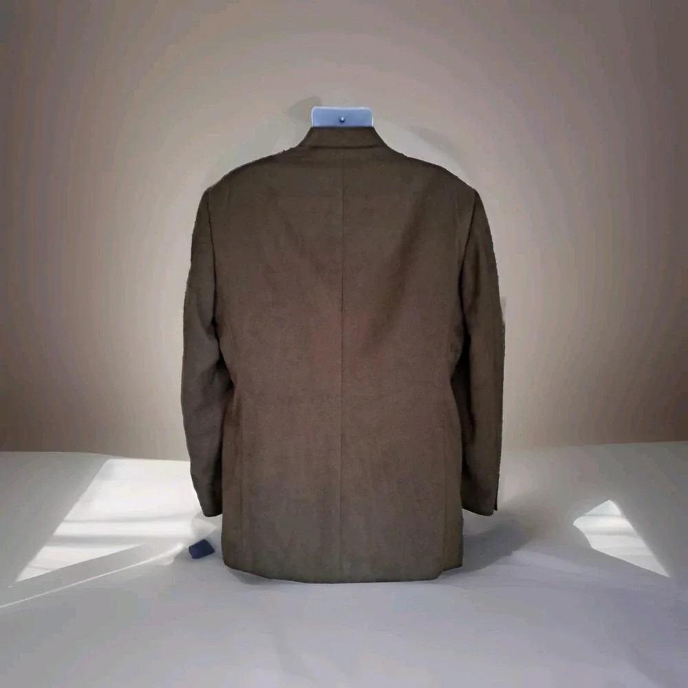 Stafford Sport Coat 42L Brown Faux Suede Blazer‎ Three Button Micro Polyester
